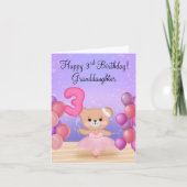 テディベアのバレリーナ お孫さんの3歳の誕生日 カード (正面)