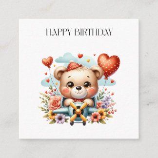 テディベアのパイロット 誕生日 エンクロージャーカード
