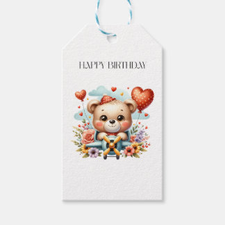 テディベアのパイロット 誕生日 ギフトタグ