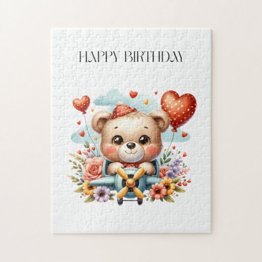 テディベアのパイロット 誕生日 ジグソーパズル (縦)