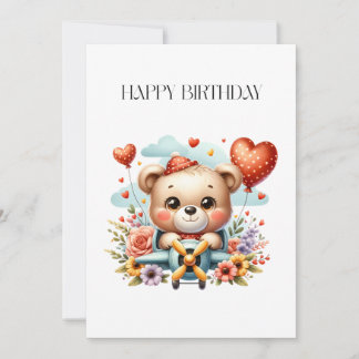 テディベアのパイロット 誕生日 ノートカード