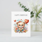 テディベアのパイロット 誕生日 ポストカード (スタンド正面)