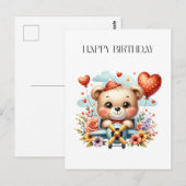 テディベアのパイロット 誕生日 ポストカード (正面/裏面)