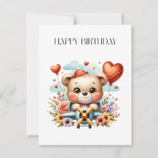 テディベアのパイロット 誕生日 招待状