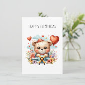 テディベアのパイロット 誕生日 招待状 (スタンド正面)