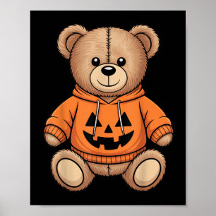 テディベアのパンプキン グラフィック 秋 ハロウィン ポスター