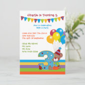 テディベアのピエロさん誕生日パーティー 招待状 (スタンド正面)