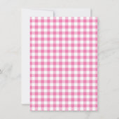 テディベアのピクニック誕生日ピンクのギンガム サンキューカード (裏面)