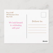 テディベアのピクニック ピンクのギンガム 誕生日 ポストカード (裏面)