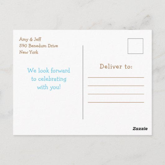 テディベアのピクニック ブルーギンガム誕生日 ポストカード (裏面)