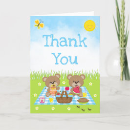 テディベアのピクニック 誕生日 ブルーギンガム サンキューカード