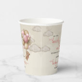 テディベアのピンク色の茶色のアイボリーバルーン赤ちゃんシャワー 紙コップ (右)