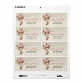 テディベアのピンク色の茶色のアイボリーベージュバルーン ラベル (フルシート)