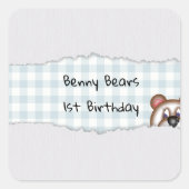 テディベアのピークボー誕生日 スクエアシール (正面)