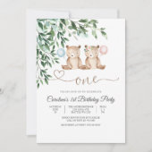 テディベアのファーストバースデー招待状 招待状 (正面)