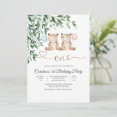 テディベアのファーストバースデー招待状 招待状 (スタンド正面)