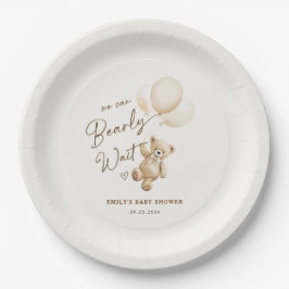 テディベアのベビーシャワーグッズ We Can Bearly Wait ペーパープレート