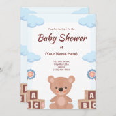 テディベアのベビーシャワー招待状 招待状 (正面/裏面)
