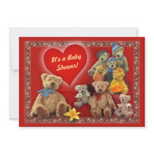 テディベアのベビーシャワー招待状