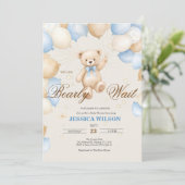テディベアのベビーシャワー招待状 "Bearly Wait" 招待状 (スタンド正面)