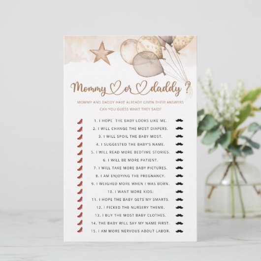 テディベアのママまたはパパの赤ちゃんシャワーゲーム (スタンド正面)