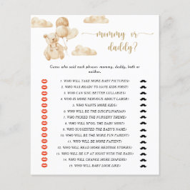 テディベアのママまたはパパの赤ちゃんシャワーゲーム