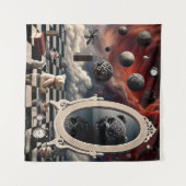 テディベアの不吉な反射 タペストリー (正面(横))