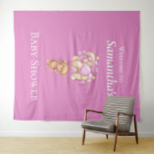 テディベアの冒険 ピンクの風船 赤ちゃん歓迎会 タペストリー (インサイチュ(横))