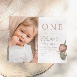 テディベアの写真を使った1歳の誕生日パーティーの予算に合わせたデザイン