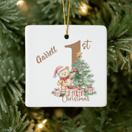テディベアの初めてのクリスマス セラミックオーナメント (ツリー)