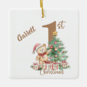 テディベアの初めてのクリスマス セラミックオーナメント (正面)