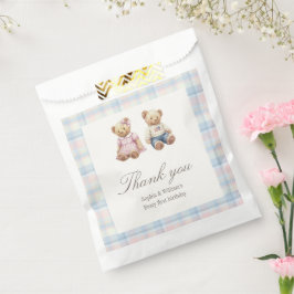 テディベアの双子ベアリー1歳の誕生日記念品袋 フェイバーバッグ