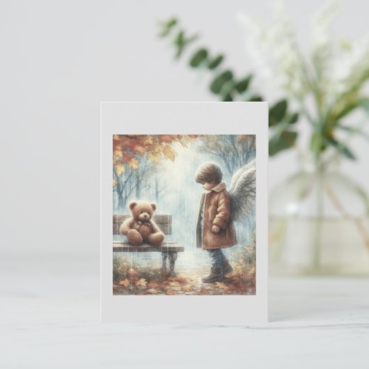 テディベアの天使のような少年 ポストカード (スタンド正面)