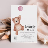 テディベアの女の子のベビーシャワー招待状 招待状