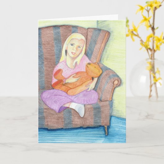 テディベアの女の子は1枚のみYouカード カード (黄色い花)