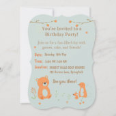 テディベアの子供っぽい誕生日招待状カード 招待状 (正面)