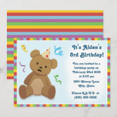 テディベアの子供の誕生日招待状 招待状 (正面/裏面)