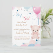 テディベアの性別発表招待状 招待状 (スタンド正面)