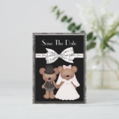 テディベアの新婦と新郎の結婚式 案内ポストカード (スタンド正面)