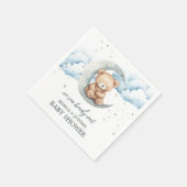 テディベアの星と月のベビーシャワー スタンダードカクテルナプキン (角)