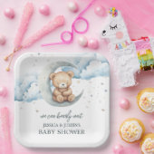 テディベアの星と月のベビーシャワー ペーパープレート (パーティー)