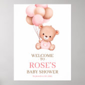 テディベアの水の色ウェルカムベビーシャワーポスター ポスター (正面)
