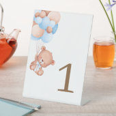 テディベアの水彩テーブルナンバー 台座サイン (インサイチュ)