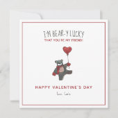 テディベアの水彩画の友達 バレンタインデー シーズンカード (正面)