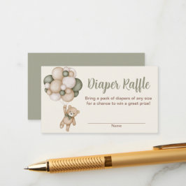 テディベアの男の子おむつくじ受付カード エンクロージャーカード