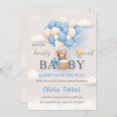 テディベアの男の子のベビーシャワー 招待状 (正面/裏面)