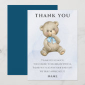 テディベアの男の子の誕生日プレゼント 何歳でも サンキューカード (正面/裏面)