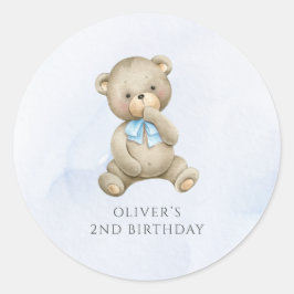 テディベアの男の子の誕生日プレゼント  何歳でも ラウンドシール