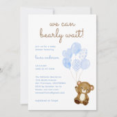 テディベアの男の子の赤ちゃんシャワーを心待ちにする 招待状 (正面)