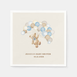 テディベアの男の子ベビーシャワー スタンダードカクテルナプキン